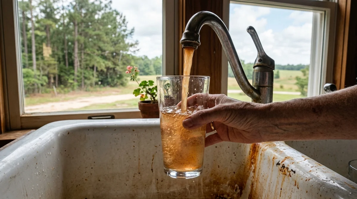 Discolored well water being tested in Cordova SC home